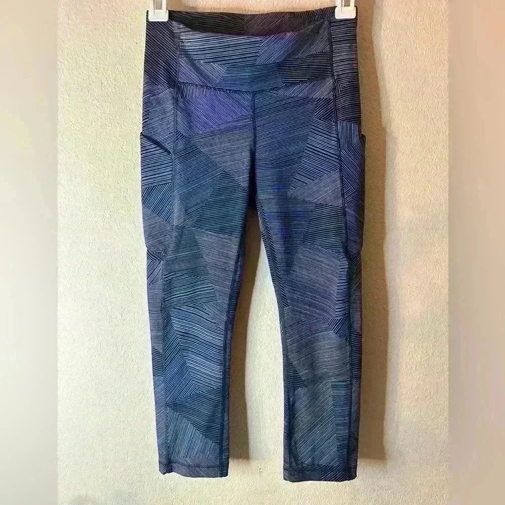 Lululemon Speed Up Crop 21” Etch Hail Midnight Navy Sz 4